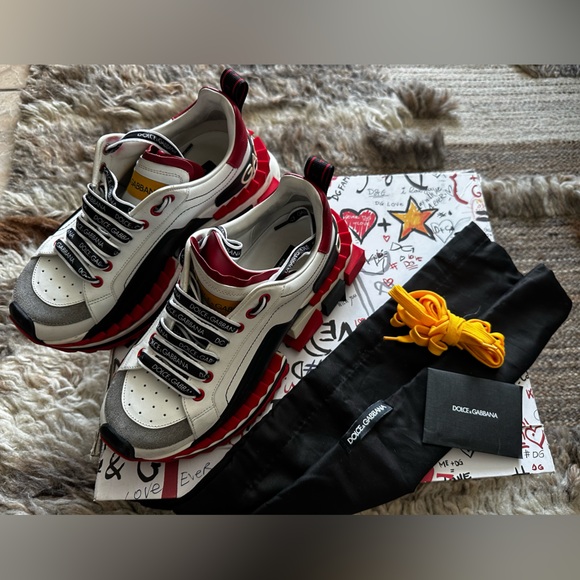 DOLCE & GABBANA Shoes SUPER KING White Red Black Leather
Sneakers s. EU40 /US7 - Picture 4 of 5